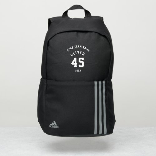 Player White Name Number Team Name Adidas Backpack - Player White Name Number Team Name Adidas Backpack. Personalize it with your name, team name and team number.  You can change any text on the backpack or erase it. A perfect gift for a football, basketball, soccer, baseball, volleyball player.