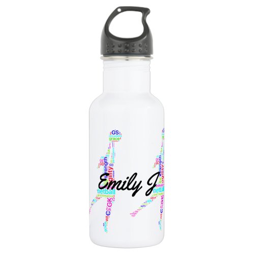 Player Word Art Personalised Netball Water Bottle