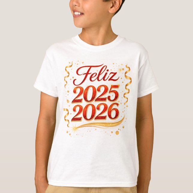 Playera Básica para Niño con Diseño “Feliz 2025-20 T-Shirt (Front)