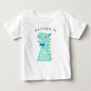 Playera De Bebé Dinosaurio de dos niños de cumpleaños REX