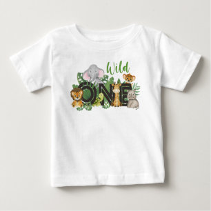 Playera De Bebé Salvaje Un Niño Primer Cumpleaños Selva Safari Cut
