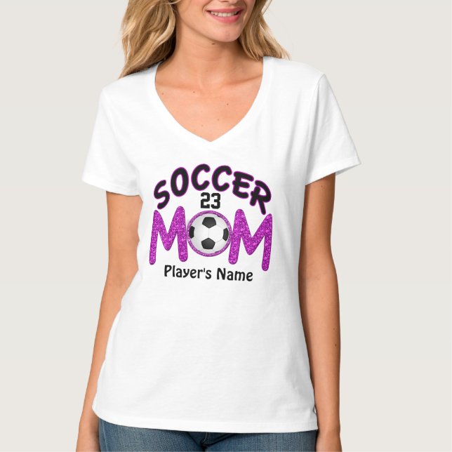 Player's NAME and NUMBER on Soccer Mom TShirts (Front)