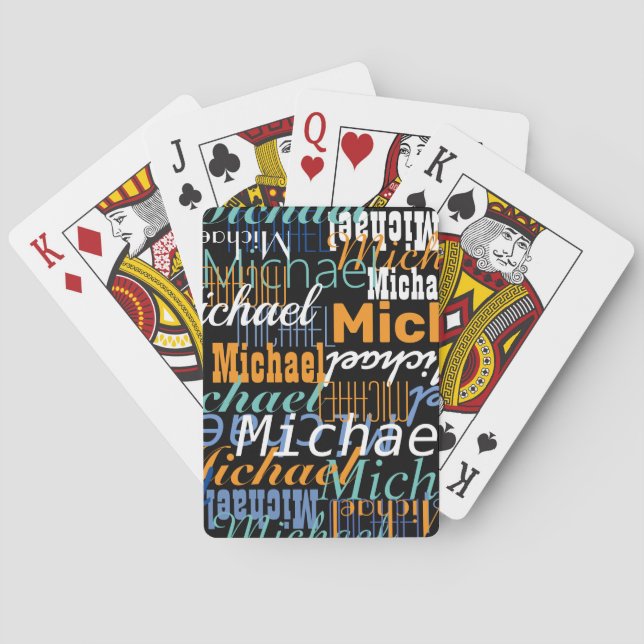 Players Name Custom Typography Cool Poker Cards (Back)