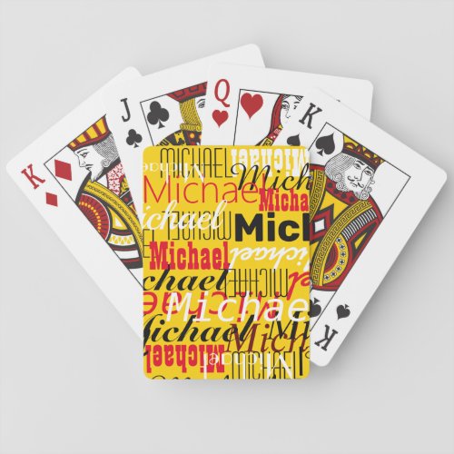 Players Name Custom Yellow Playing Cards