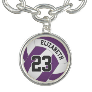 player's name/jersey number ANY color volleyball Charm Bracelet