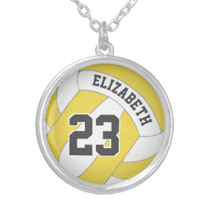 player's name/jersey number ANY color volleyball Silver Plated Necklace