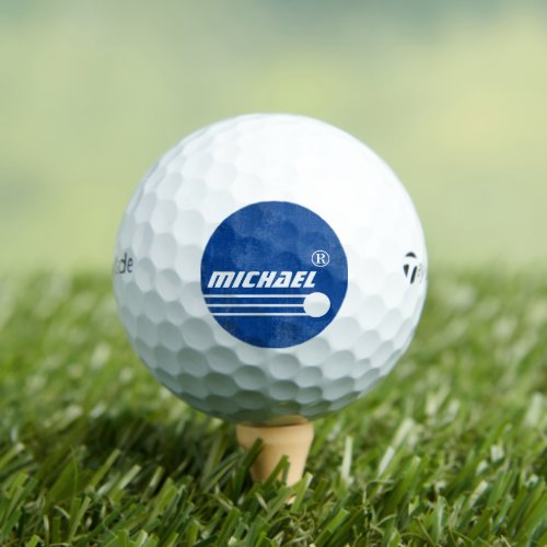 Players Name on Aged Blue Logo Golf Balls