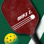 Player's Name on Aged Red Pickleball Paddle<br><div class="desc">Distressed dark red  background color,  with three stripes and custom name</div>