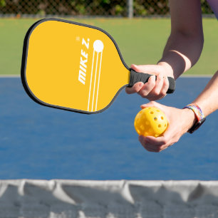 Players Name Three Stripes Yellow Carbon Fiber Pickleball Paddle