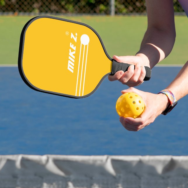 Players Name Three Stripes Yellow Carbon Fiber Pickleball Paddle (Insitu)