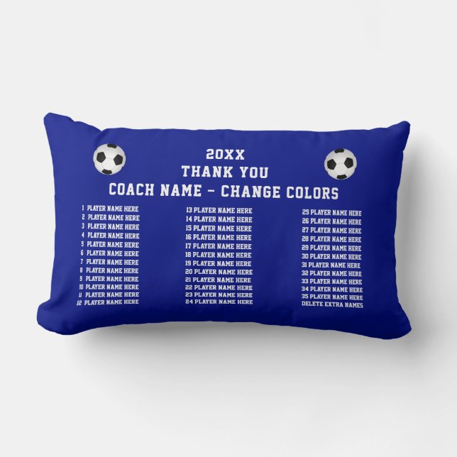 Player's Names Great Gift Ideas for Soccer Coaches Lumbar Pillow (Front)