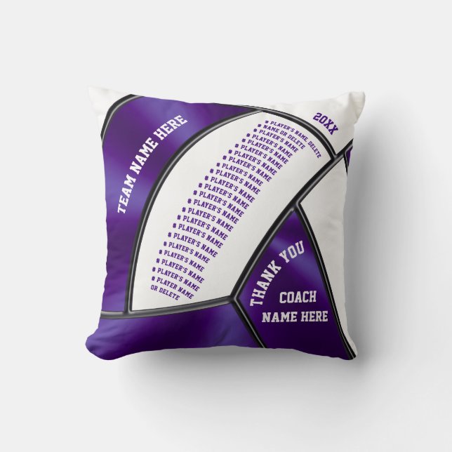 Player's Names Personalized Volleyball Coach Gifts Throw Pillow (Front)