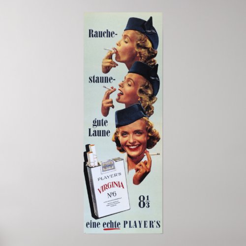 PLAYERS VIRGINIA No6 American Cigarettes Tobacco Poster