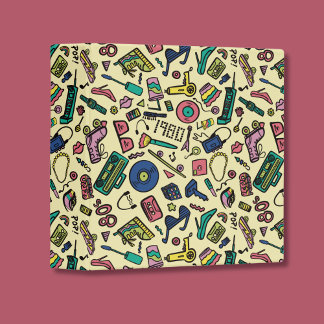 Playful 1980s Doodle Art Pattern 3 Ring Binder