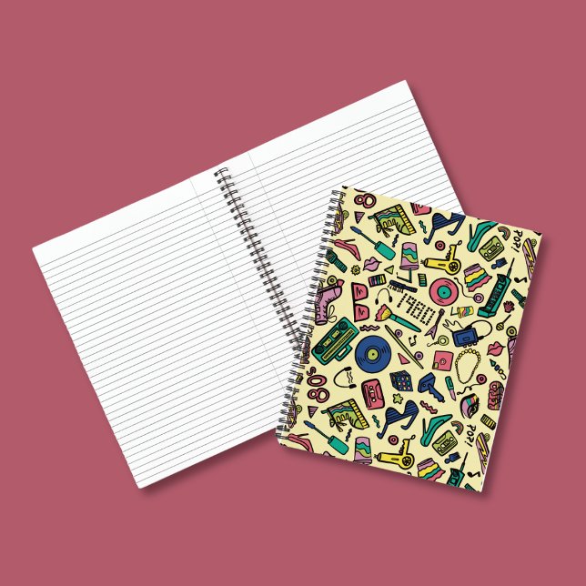 Playful 1980s Doodle Art Pattern Notebook (Creator Uploaded)