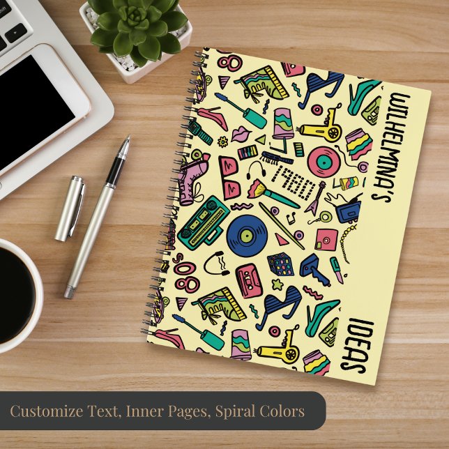 Playful 1980s Doodle Art Pattern Notebook (Creator Uploaded)
