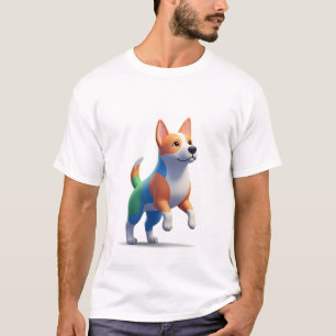 Playful 3D Colorful Dog Character Mascot T-Shirt