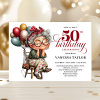 Playful 50 lady design funny birthday party invite