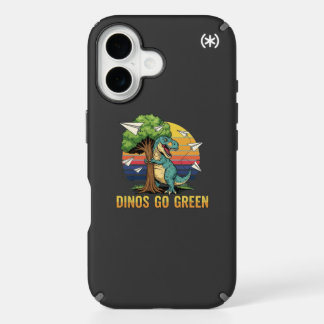 Playful 80s Dino Hugging Tree Tee – Eco-Friendly ' iPhone 16 Case