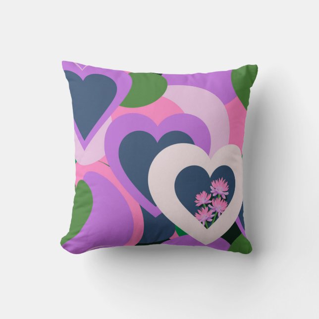 Playful Abstract Heart Throw Pillow (Front)