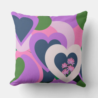 Playful Abstract Heart Throw Pillow