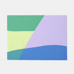 Playful Abstract Pastel Color Block Lavender Green Doormat