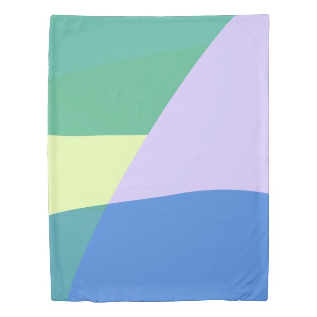 Playful Abstract Pastel Color Block Lavender Green Duvet Cover (Front)