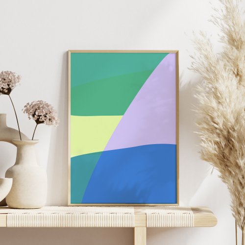 Playful Abstract Pastel Color Block Lavender Green Poster