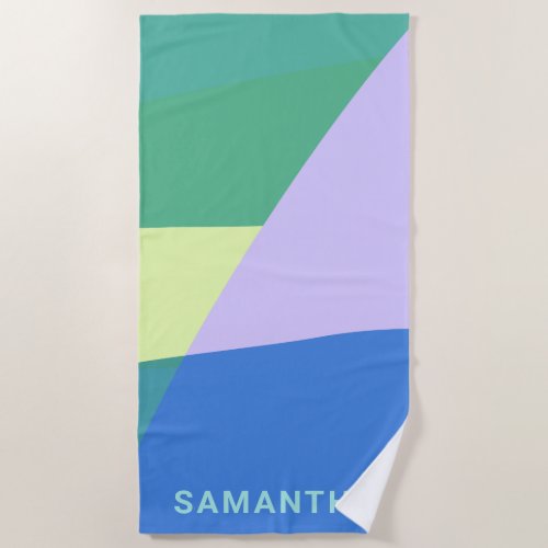 Playful Abstract Pastel Color Block Personalized Beach Towel