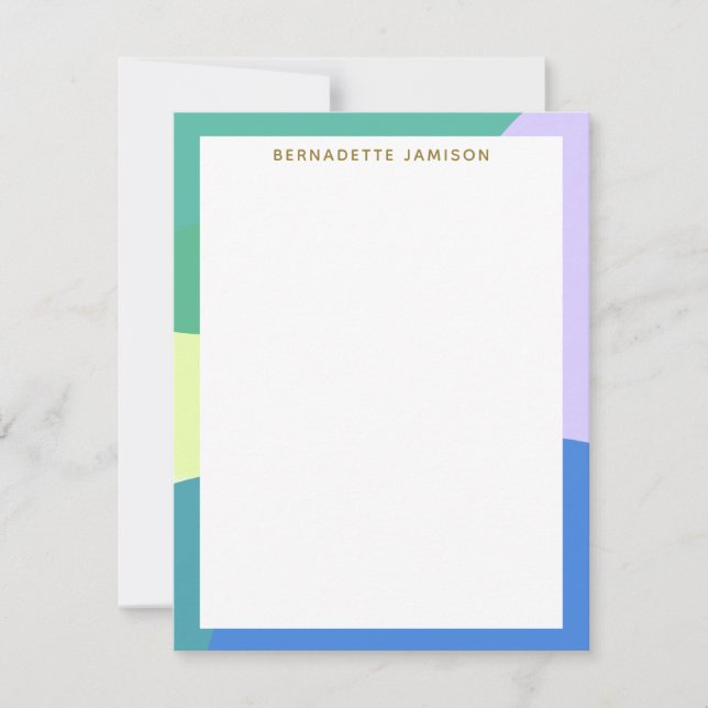 Playful Abstract Pastel Color Block Personalized Note Card (Front)