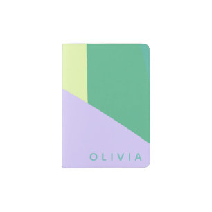 Playful Abstract Pastel Color Block Personalized Passport Holder