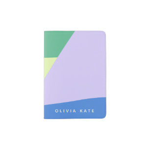 Playful Abstract Pastel Color Block Personalized Passport Holder