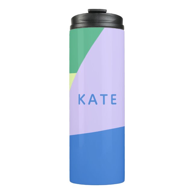 Playful Abstract Pastel Color Block Personalized Thermal Tumbler (Front)