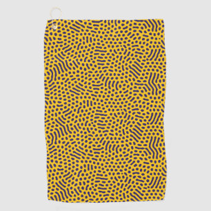 Playful Abstract Pattern: Navy Dots on Yellow Back Golf Towel