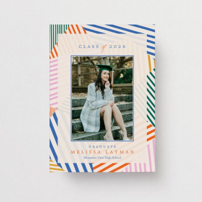 Playful Abstract Retro Photo Graduation Invitation (Creator Uploaded)
