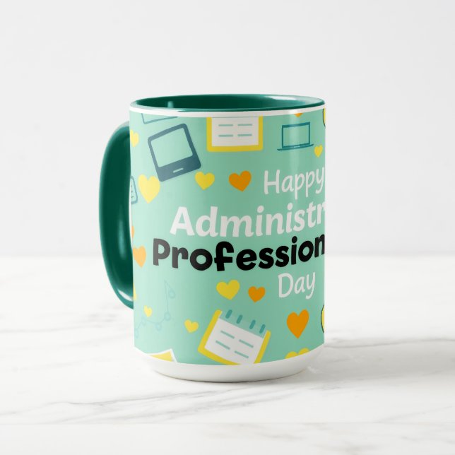 Playful Admin Day Calendar Laptop Heart Art Mug (Front Left)