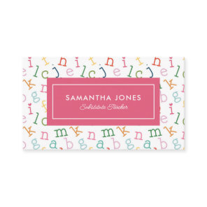 Playful Alphabet Substitute Teacher Business Card
