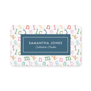 Playful Alphabet Substitute Teacher Contact Info Business Card