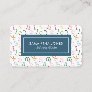 Playful Alphabet Substitute Teacher Contact Info Business Card