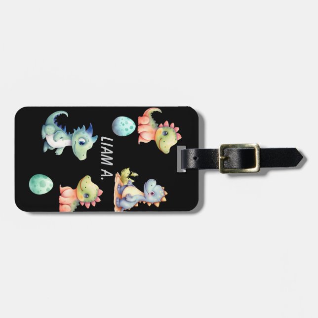 Playful and cute dinosaur Personalized Luggage Tag (Front Horizontal)