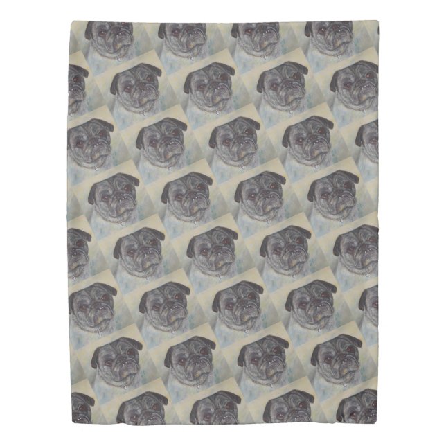 PLAYFUL  AND CUTE PUG DUVET COVER (Front)