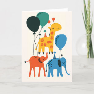 Playful Animal Celebration Greeting Card