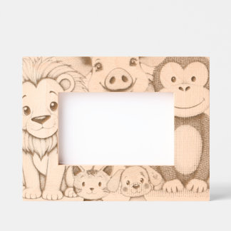 Playful animals engraved frames