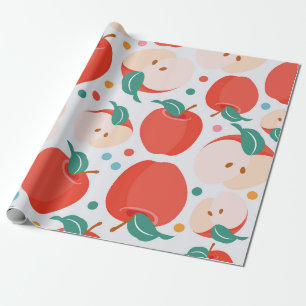 Playful Apple Pattern Wrapping Paper