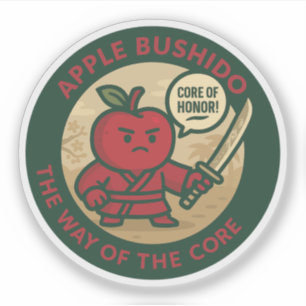 Playful Apple Samurai Discipline Sticker