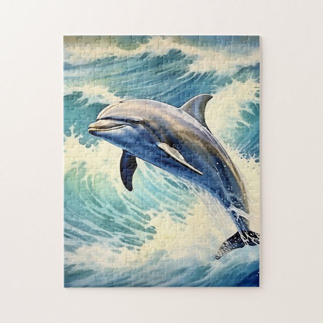 Playful Aquatic Dolphin Jigsaw Puzzle (Vertical)