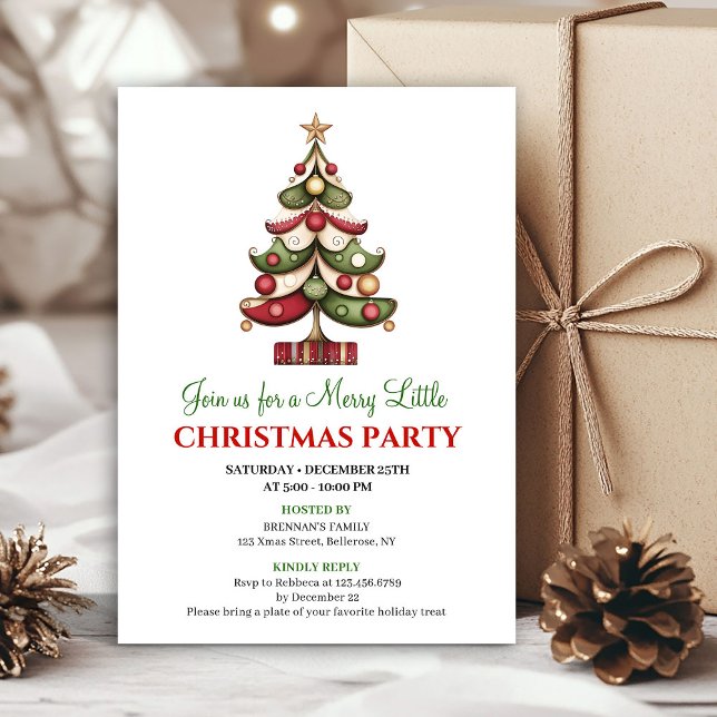 Playful artistic Christmas tree event invitation (Playful artistic Christmas tree event invitation)
