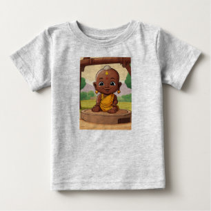Playful Baby Buddha – African Toddler Cartoon on T-Shirt