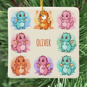 Playful Baby Dragons Personalized Ceramic Ornament