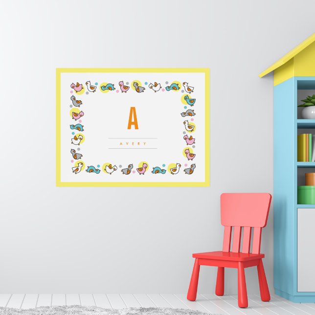 Playful Baby Ducks Kids Monogram Nursery Wall Art (Nursery 1)